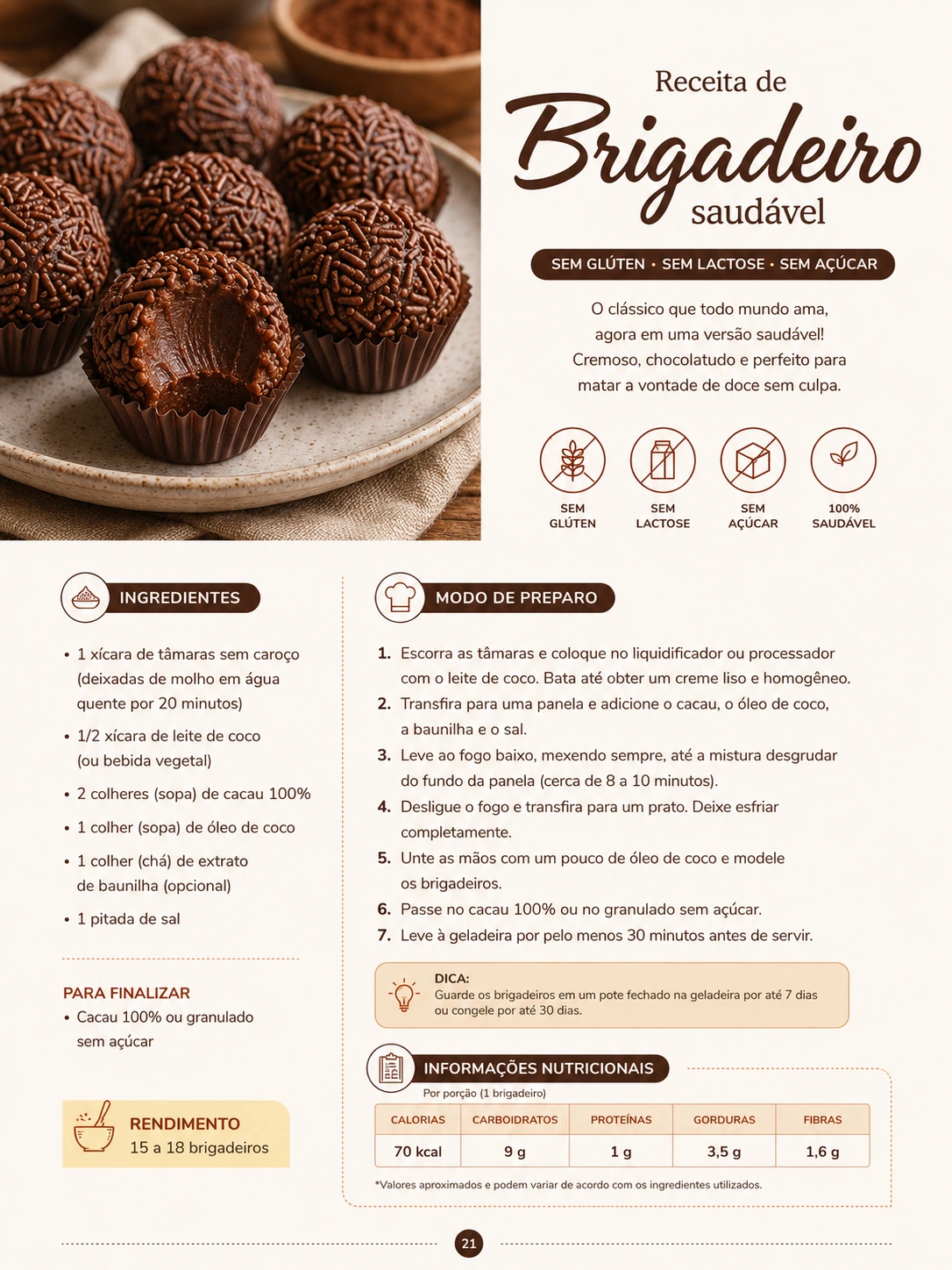 Prévia de receita do material Doces Saudáveis